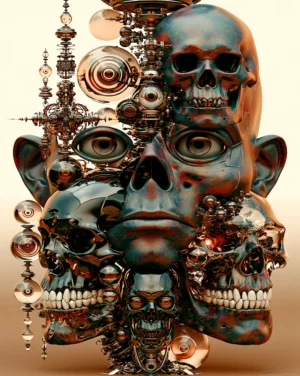 skull stack totem art