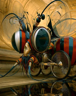 striped bug cart art