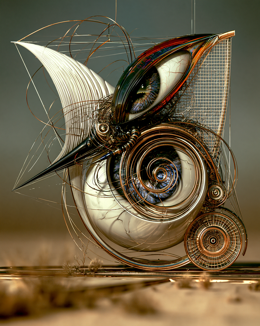 eye wheel bird art