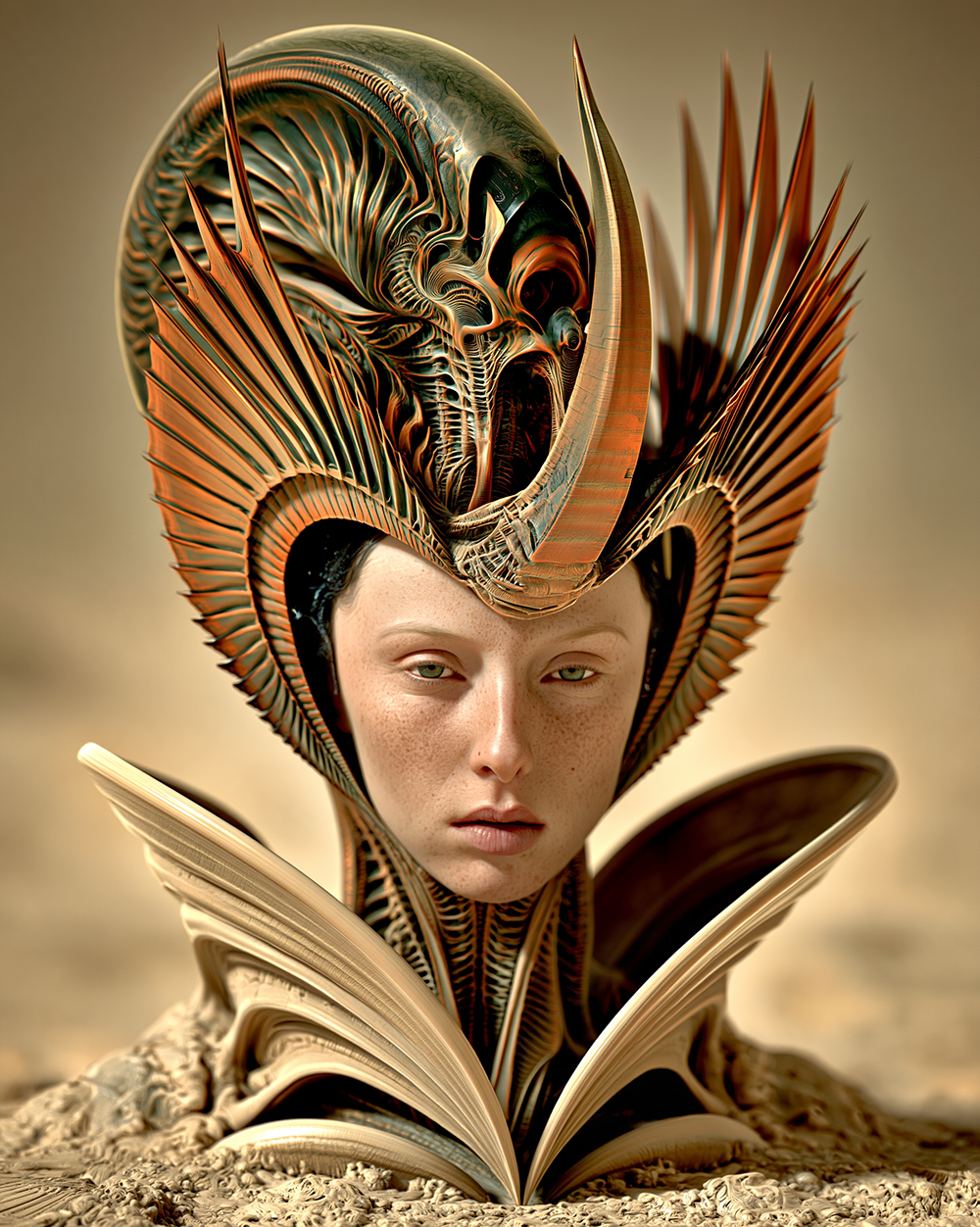 winged crown lady art