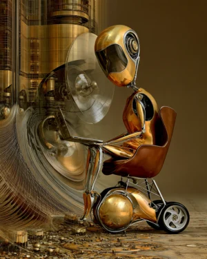 rolling chair robot art