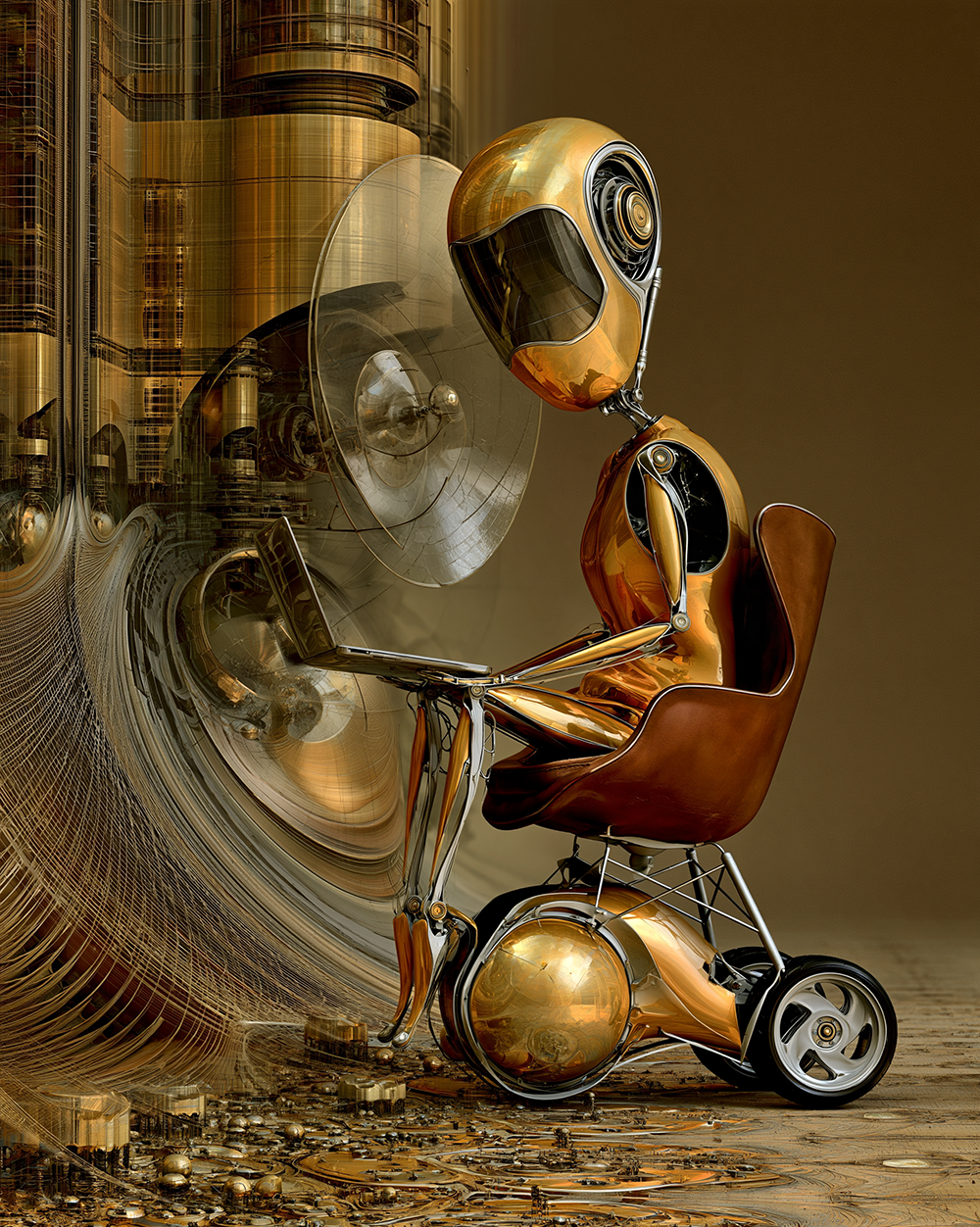 rolling chair robot art