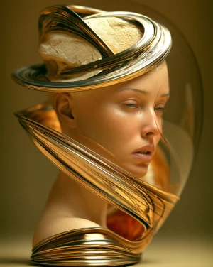 gold ribbon bust art