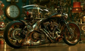red lamp cruiser motorcycle art