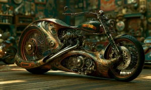 round fender bobber motorcycle art