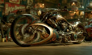 hoop frame chopper motorcycle art
