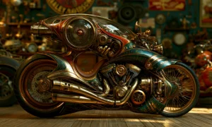 pod headed cruiser motorcycle art