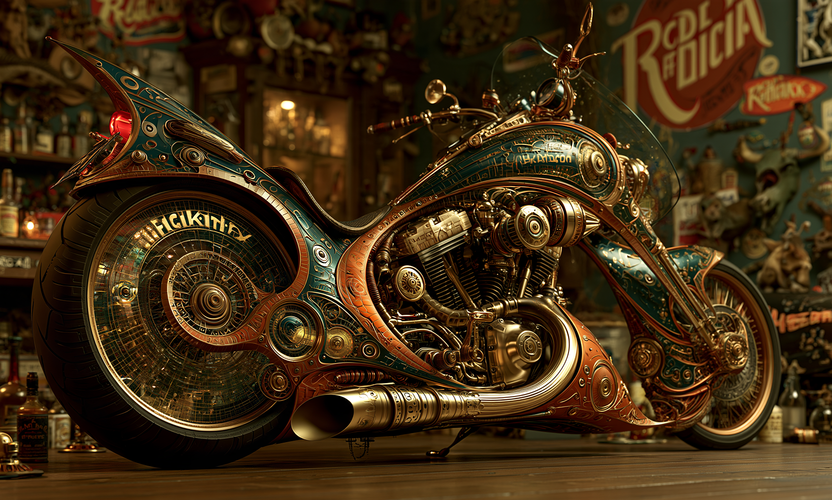 neon sign cruiser motorcycle art