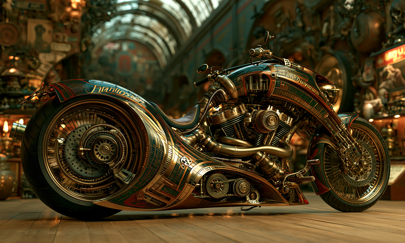 hammered shell cruiser motorcycle art