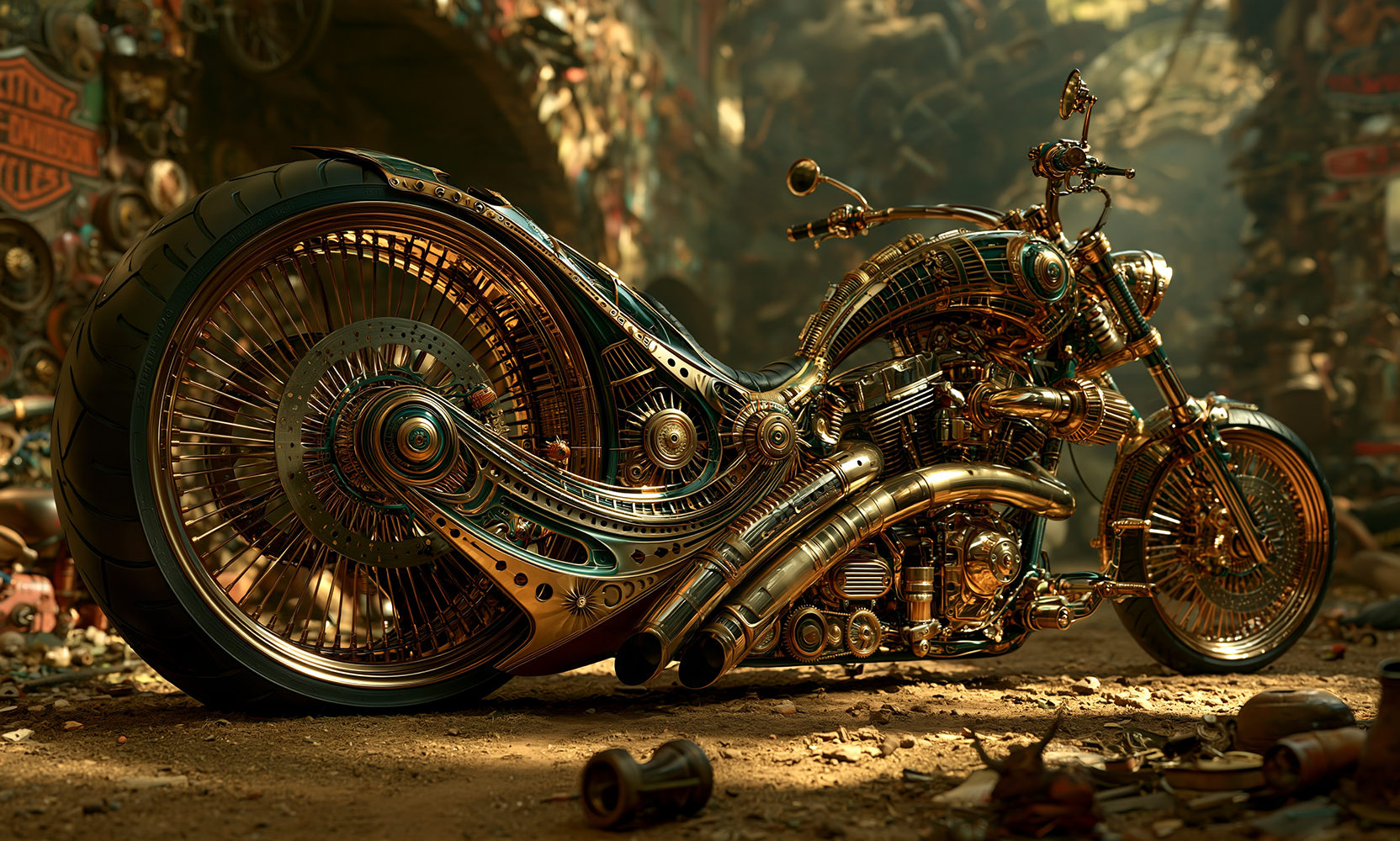 dust floor chopper motorcycle art