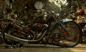 long pipe touring motorcycle art
