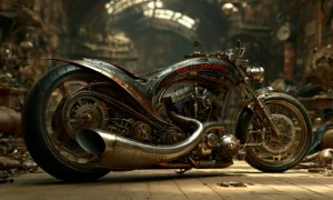 curling tailpipe chopper motorcycle art