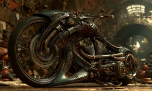 coiled frame racer motorcycle art