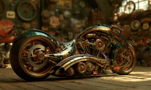 bronze wheel rider motorcycle art