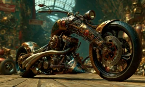 raked fork chopper motorcycle art