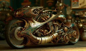 filigree tank cruiser motorcycle art