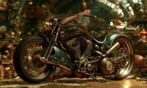 green tank heavyweight motorcycle art