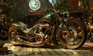 rose window rider motorcycle art
