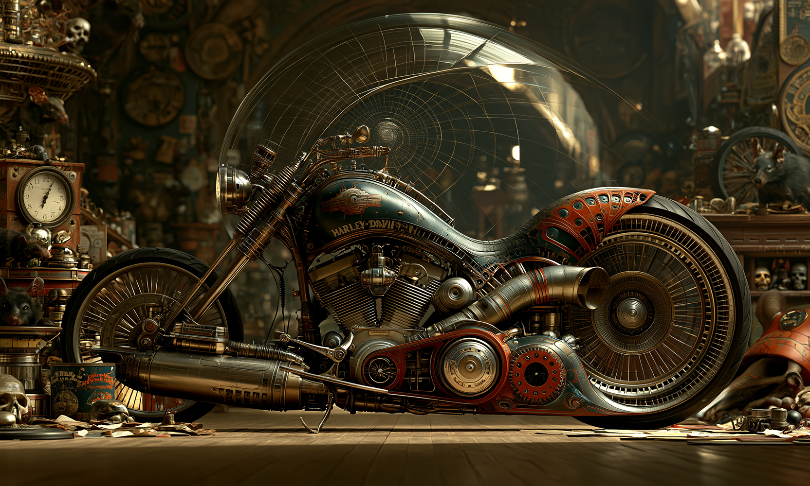 glass dome tourer motorcycle art