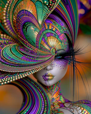 golden shell hat portrait art
