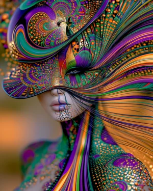 dotted chin lady portrait art