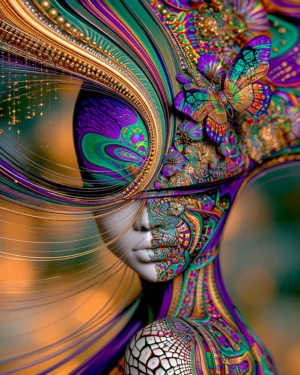 scale neck lady portrait art