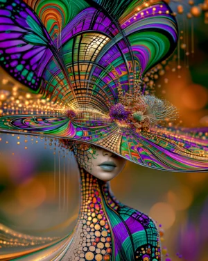 butterfly wing brim portrait art