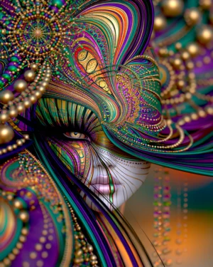 gold bead cloud portrait art