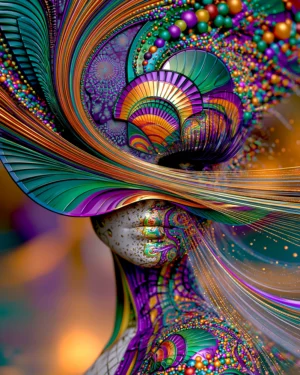 peacock brim girl portrait art