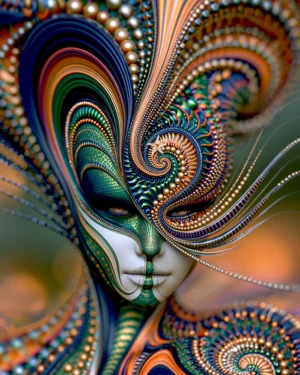 half mask swirl portrait art