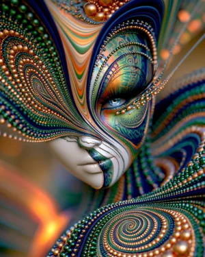 orange eye mask portrait art