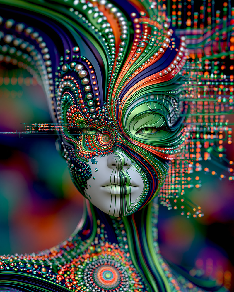 eye spiral lady portrait art