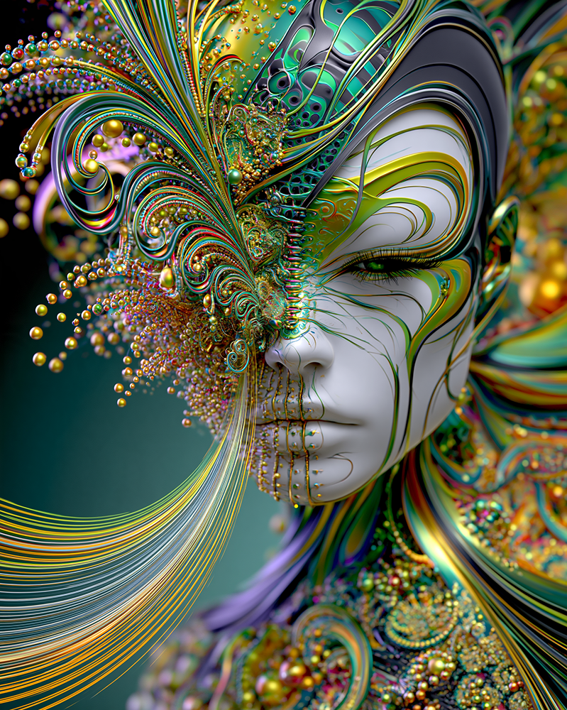 spray of beads portrait art