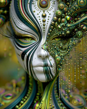dripping bead mask portrait art