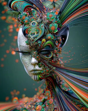 flower mask beauty portrait art