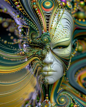 olive mask mystic portrait art