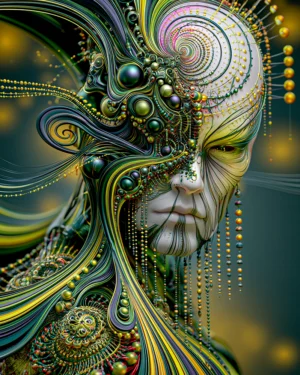 spiral pearl elder portrait art