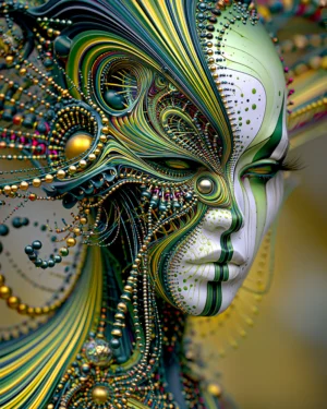 split green face portrait art