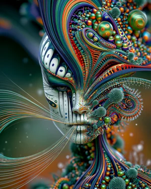toothy grin mask portrait art