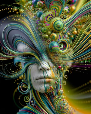gold leaf whirl portrait art