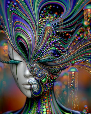 indigo peacock muse portrait art