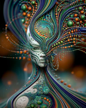 zebra neck lady portrait art