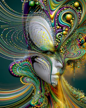pearl petal mask portrait art