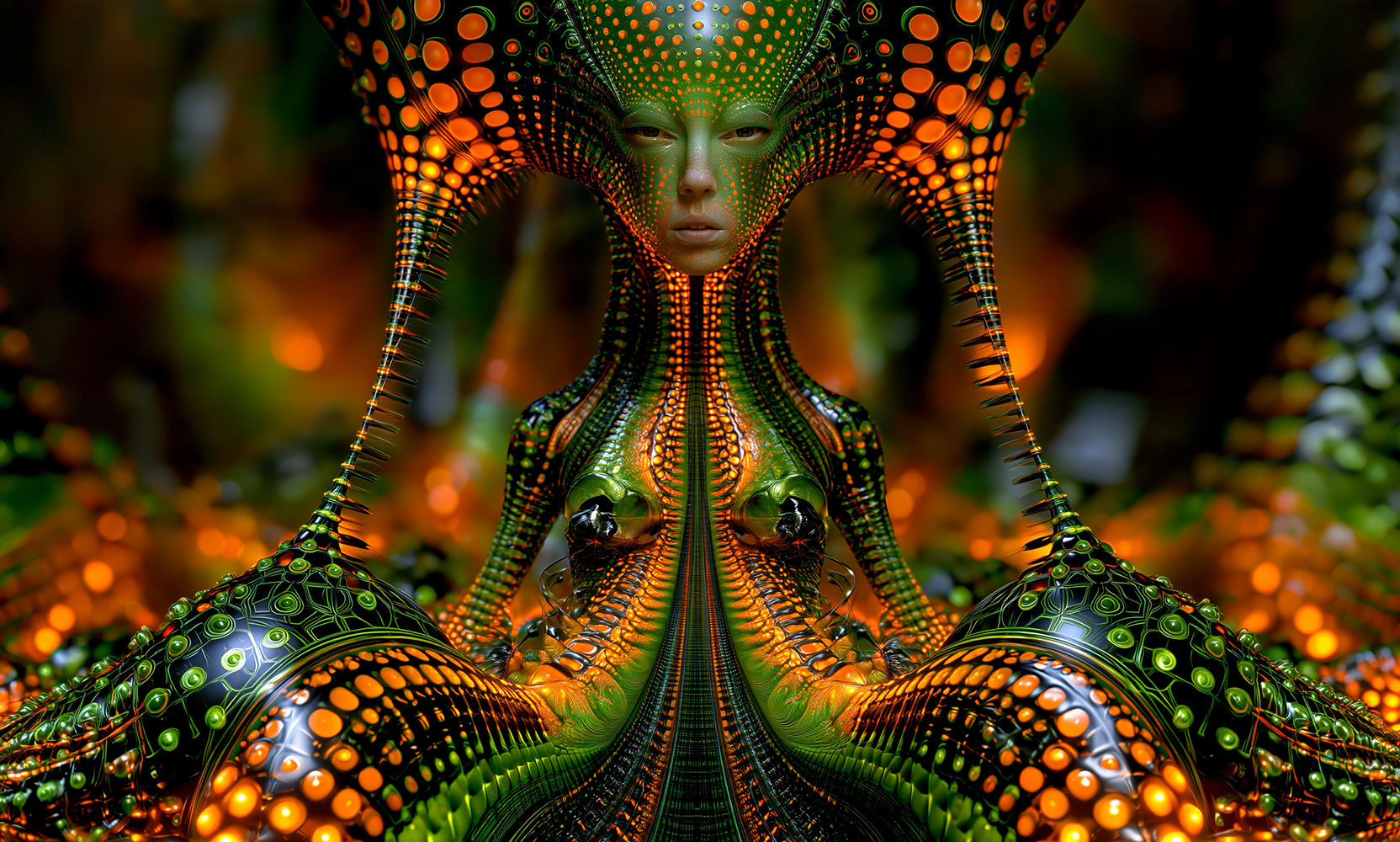 emerald hourglass idol landscape art