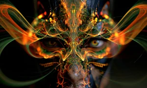 flame lace mask landscape art