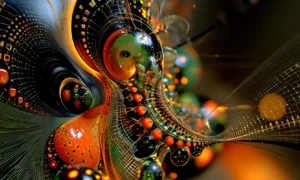 orange drop swirl landscape art