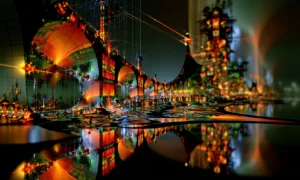 reflected ring bridge landscape art