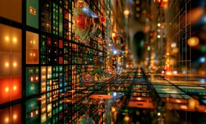 stained glass canyon landscape art