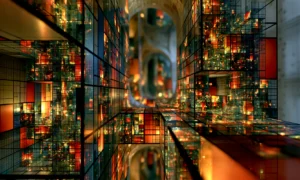 tilted panel atrium landscape art