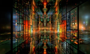 mirrored alley of panes landscape art